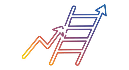 Vibrant gradient arrow climbing a ladder symbolizing continuous business growth and personal