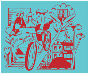 line art illustration design vector drawing