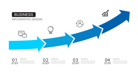 Obraz na płótnie Canvas Infographic financial four steps chart showing upward trend and business success.