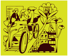 line art illustration design vector drawing