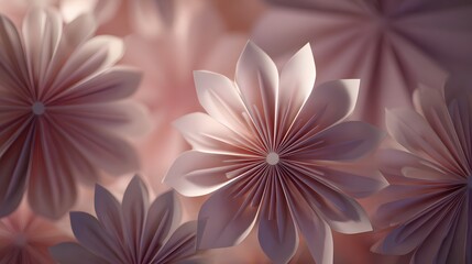 Delicate Paper Flowers in Soft Hues Creating a Serene and Artistic Background.