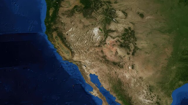 Satellite Map Zoom Animation From World View To Sacramento California