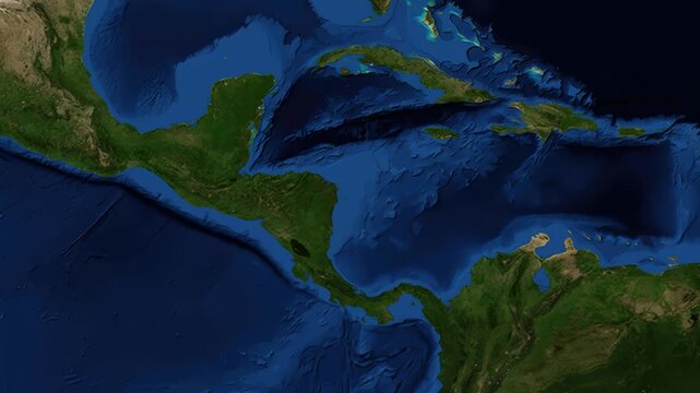 Satellite Map Zoom Animation to San Pedro Sula Honduras with Pin