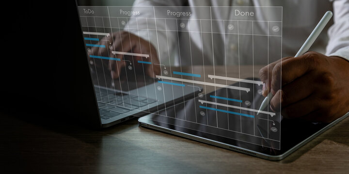 A project management dashboard Project planning workflow timeline to do, representing schedule control, milestone tracking, the project timeline