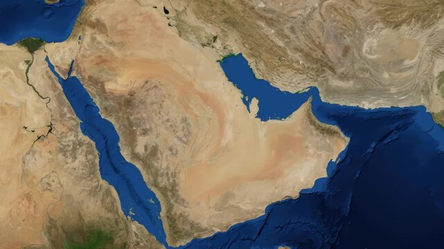 Satellite Map Zoom Animation From World View To Doha Qatar