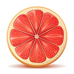 Fresh grapefruit slice on white background