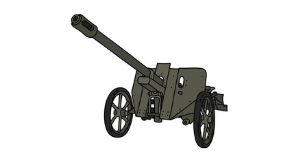 A detailed illustration of an antique artillery cannon on wheels.