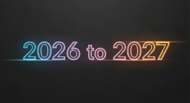 Vibrant neon glow displaying the transition from year 2026 to year 2027 a new year concept