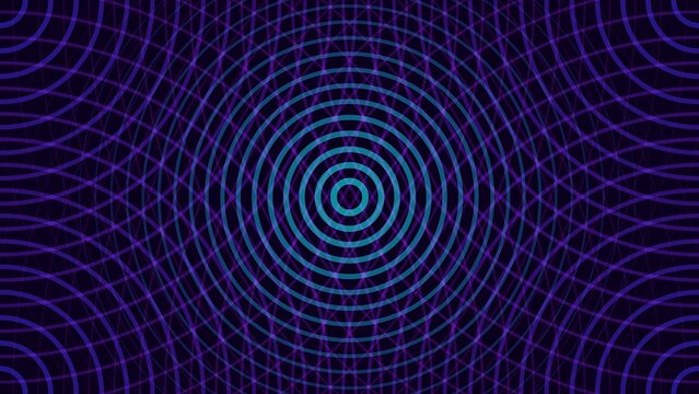 Abstract Concentric Ripple Design Dark Background Neon Purple Blue Waves