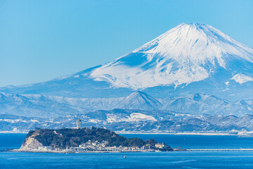 日本の富士山と江ノ島