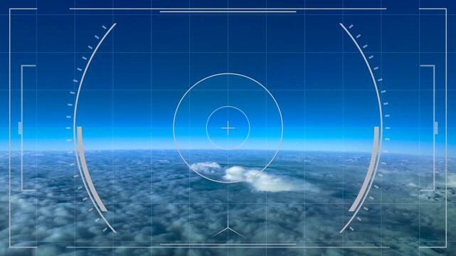 Simulation of an hypersonic speed missile POV flying at the stratosphere above a sea of clouds.