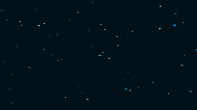 A dark blue background filled with numerous small, sparkling light blue and white dots, resembling a digital starfield or abstract particle effect.