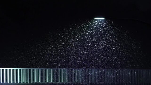 Tokyo,Japan - February 7, 2026: Falling heavy snow on a pedestrian bridge in Tokyo, Japan 