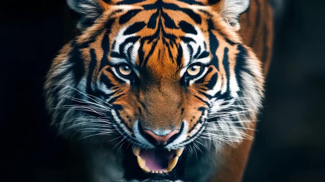 AI generated roaring tiger close-up video