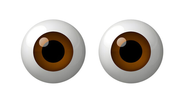 Realistic brown human eyes isolated on transparent background