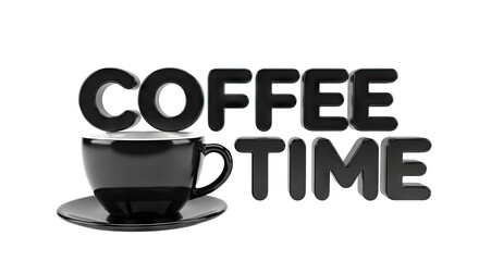 Coffee Time with Black Coffee Cup and Saucer