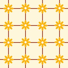 seamless floral pattern, yellow flowers, decor, background 