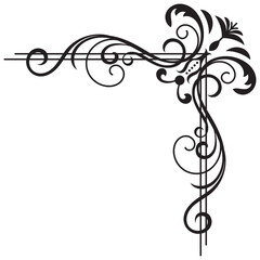 Vintage corner graphic, leaf decoration for notebook edges.