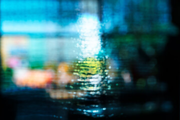 blur blue glowing water wave in dark night