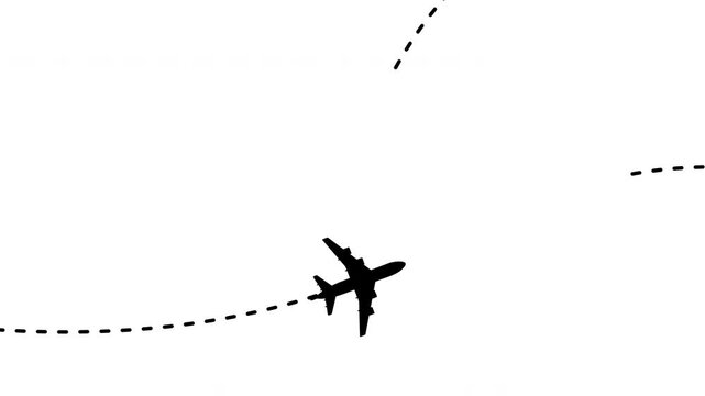 Travel flying route destination. tourism and travel concept. Travel on airplane map. air plane flight route with start point. line trace animation design 4k video