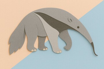 Minimal Paper Cut Illustration Anteater