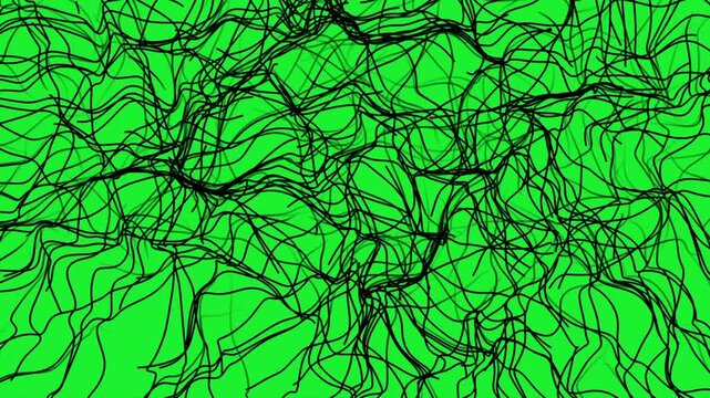 Black mesh grid motion graphics with green screen background