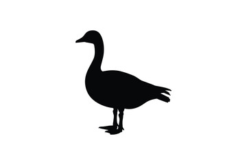 Goose silhouette side view isolated on white background farm bird profile waterfowl standing poultry concept