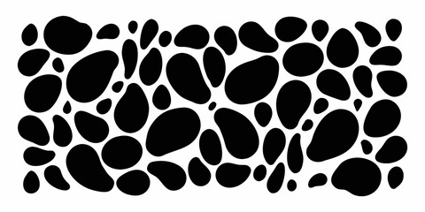 Abstract pattern of irregular black shapes on a white background