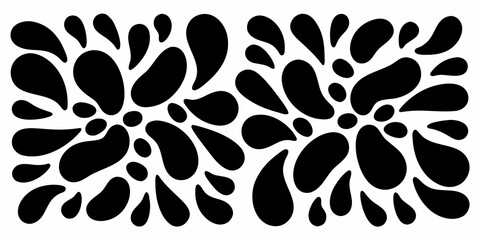 Abstract black and white pattern of organic droplet like shapes
