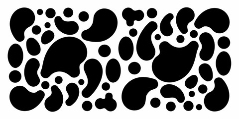 Fototapeta premium Abstract arrangement of irregular black shapes on a white background