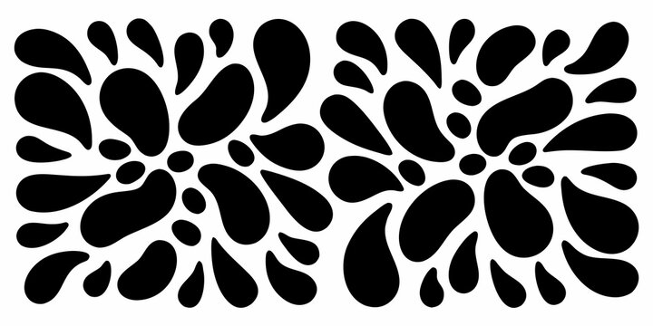 Abstract black and white pattern of organic droplet like shapes