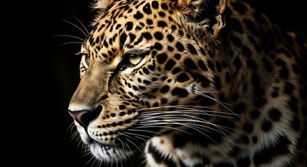Obraz premium Leopard Profile Portrait Isolated On Black