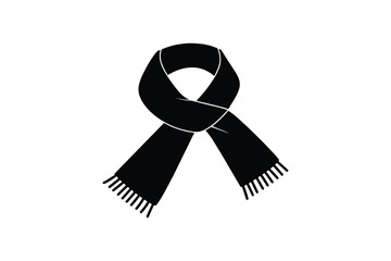Black scarf silhouette icon isolated on white background symbol of winter accessory for cold weather clothing