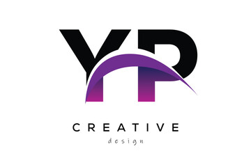 YP Creative Abstract logo design featuring intertwined letters in gradient purple
