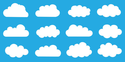 Fototapeta premium Cloud icon set - vector. cloud symbol in line and glyph style. Vector illustration