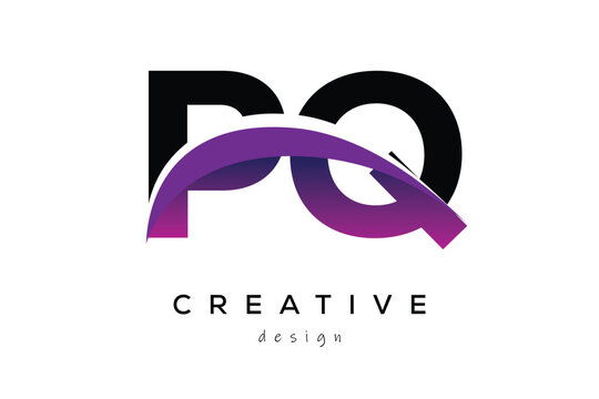 PQ Creative Abstract logo design featuring intertwined letters in gradient purple