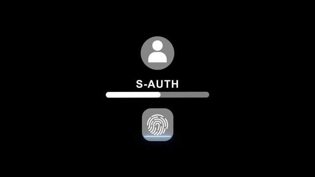 Biometric authentication fingerprint scanner interface with user profile and sliding touch bar for secure login and digital identity verification
