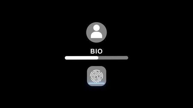 Biometric authentication fingerprint scanner interface with user profile and sliding animation for secure login and identity verification