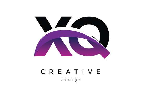 XQ Creative Abstract logo design featuring intertwined letters in gradient purple