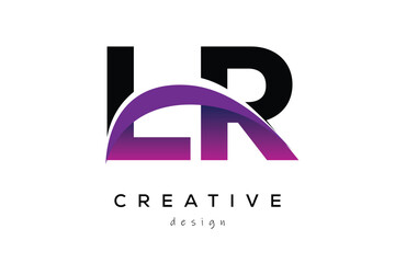 LR Creative Abstract logo design featuring intertwined letters in gradient purple