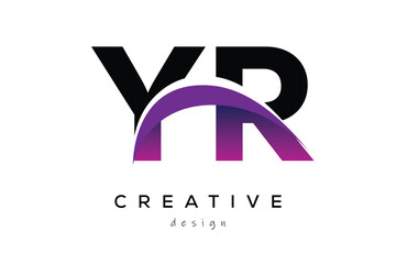 YR Creative Abstract logo design featuring intertwined letters in gradient purple