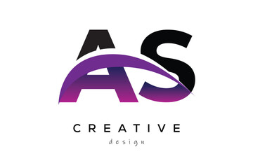 AS Creative Abstract logo design featuring intertwined letters in gradient purple