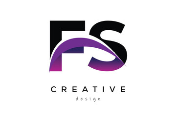FS Creative Abstract logo design featuring intertwined letters in gradient purple
