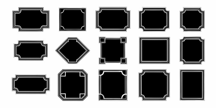 Collection of various black frames with white borders and different shapes