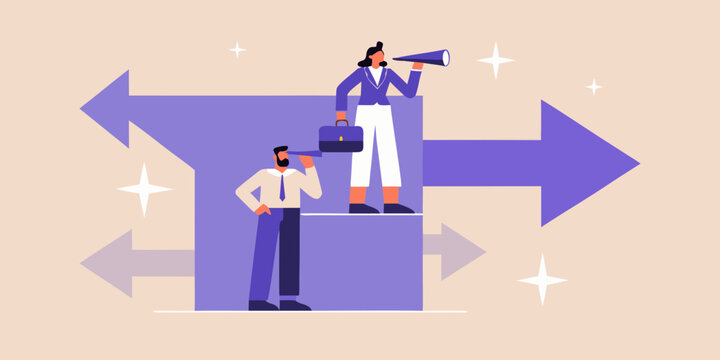 Business professionals navigate choices with vision and strategy
