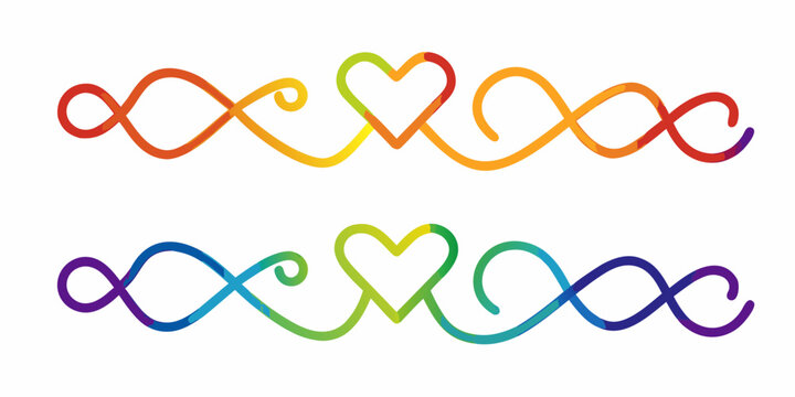 Colorful infinity symbols incorporating a heart shape in two rows