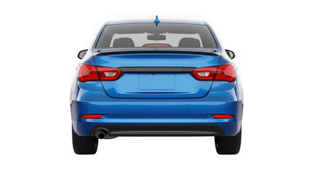 Naklejka premium Blue car rear view isolated on transparent background