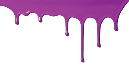 Vibrant purple liquid dripping effect on white background