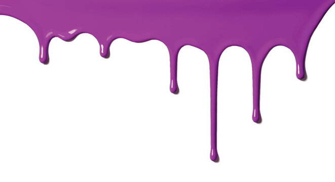 Vibrant purple liquid dripping effect on white background