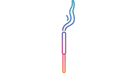 Gradient line art icon of an aromatic incense stick producing calming smoke vector illustration